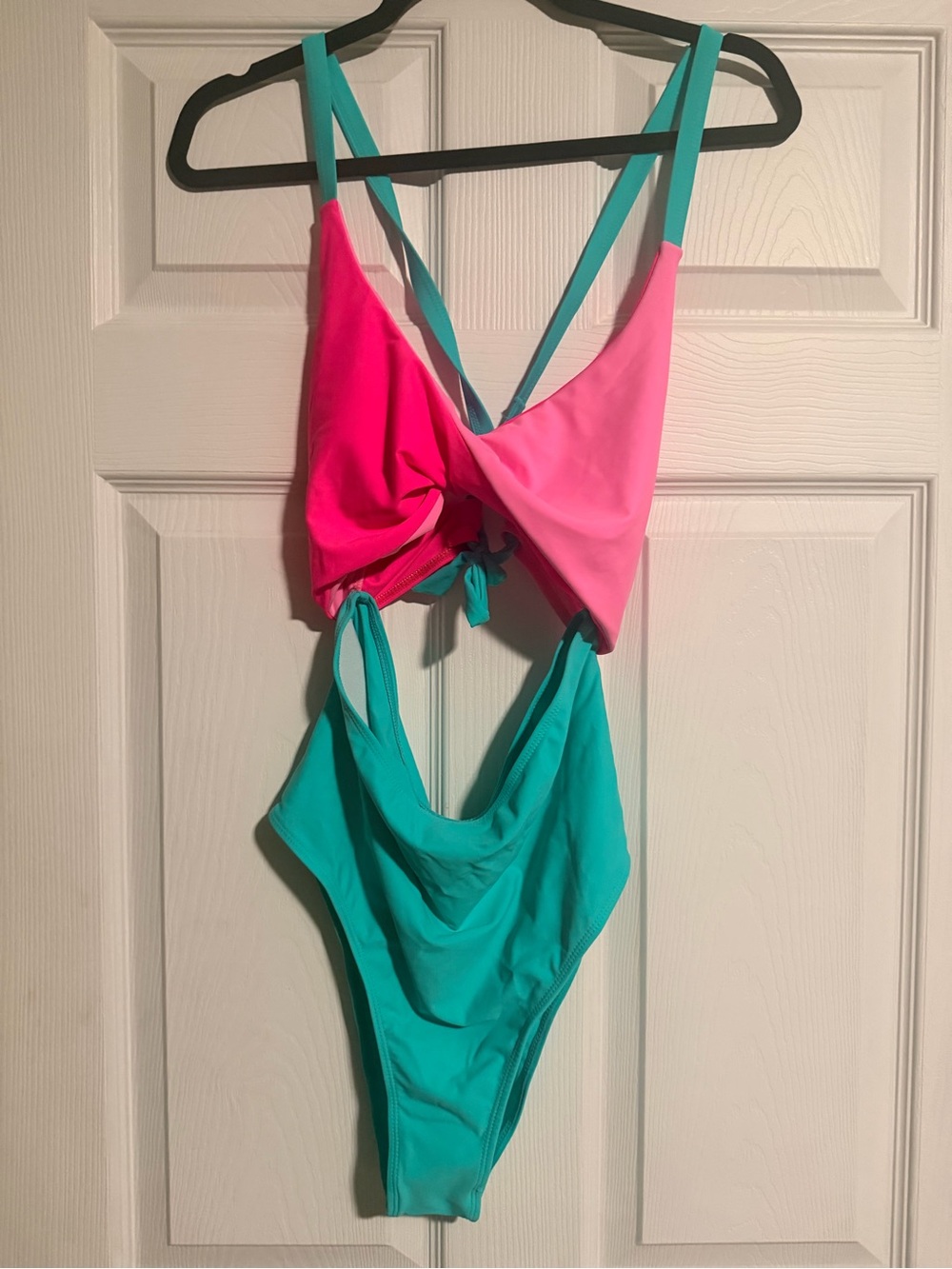 SHEIN Pink & Teal Colorblock One-Piece Swimsuit-Never Worn